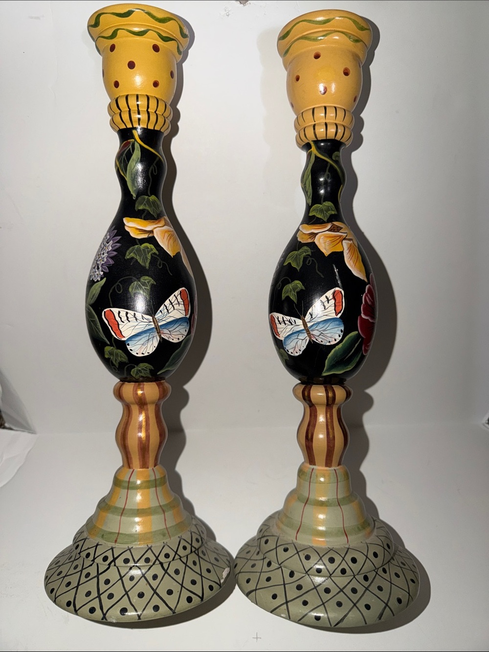 Tracy Porter Hand Painted Candlesticks 15”